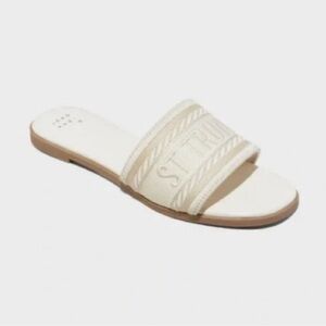A New Day St. Tropez Cream Summer Slides Sandals Size 6